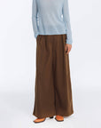 Wide Leg Double Pleated Trousers: Coffee