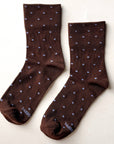 Patterned Sneaker Socks: POLKA DOT - CACAO/BLUE