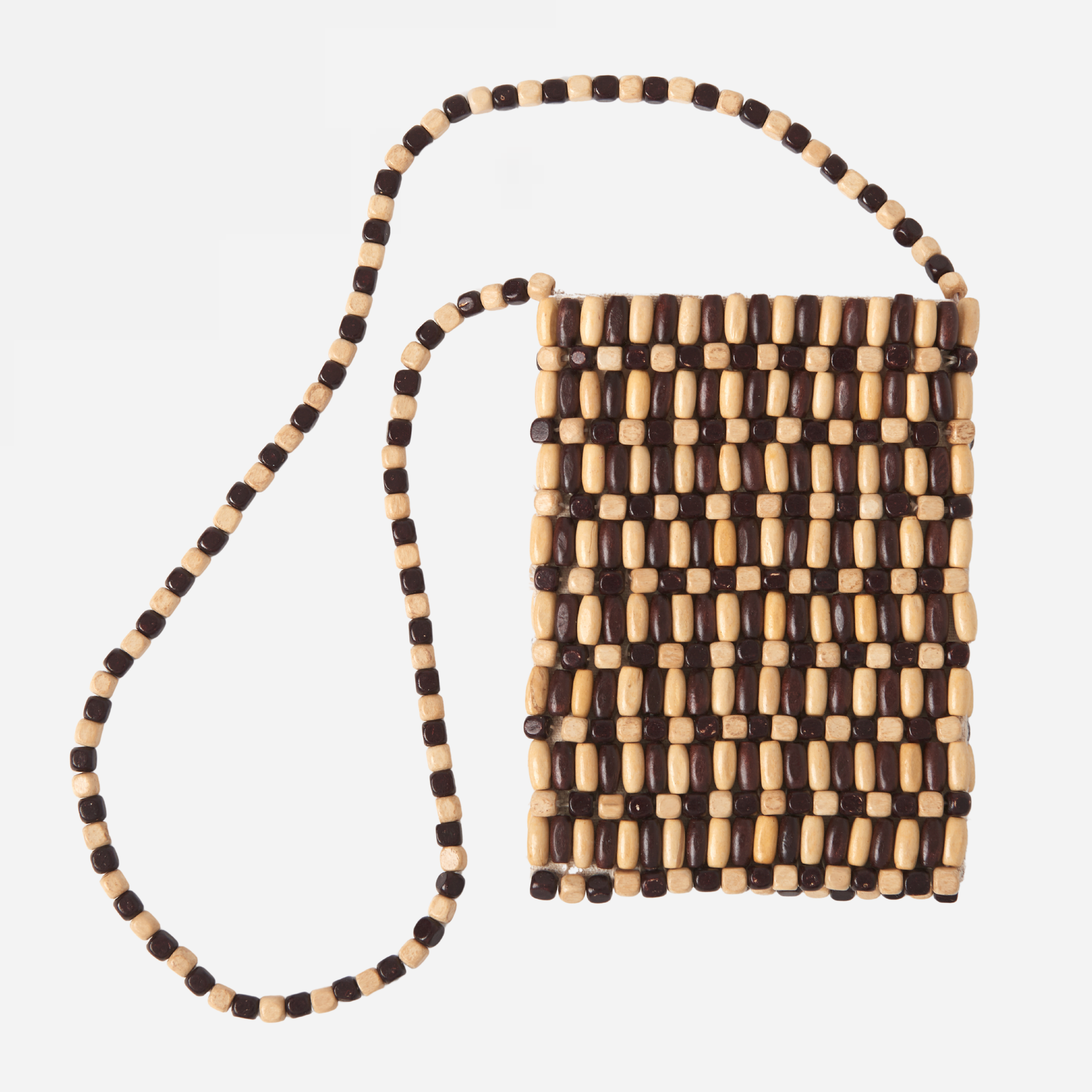 Dela Mango Wood Beaded Cross body bag: Brown