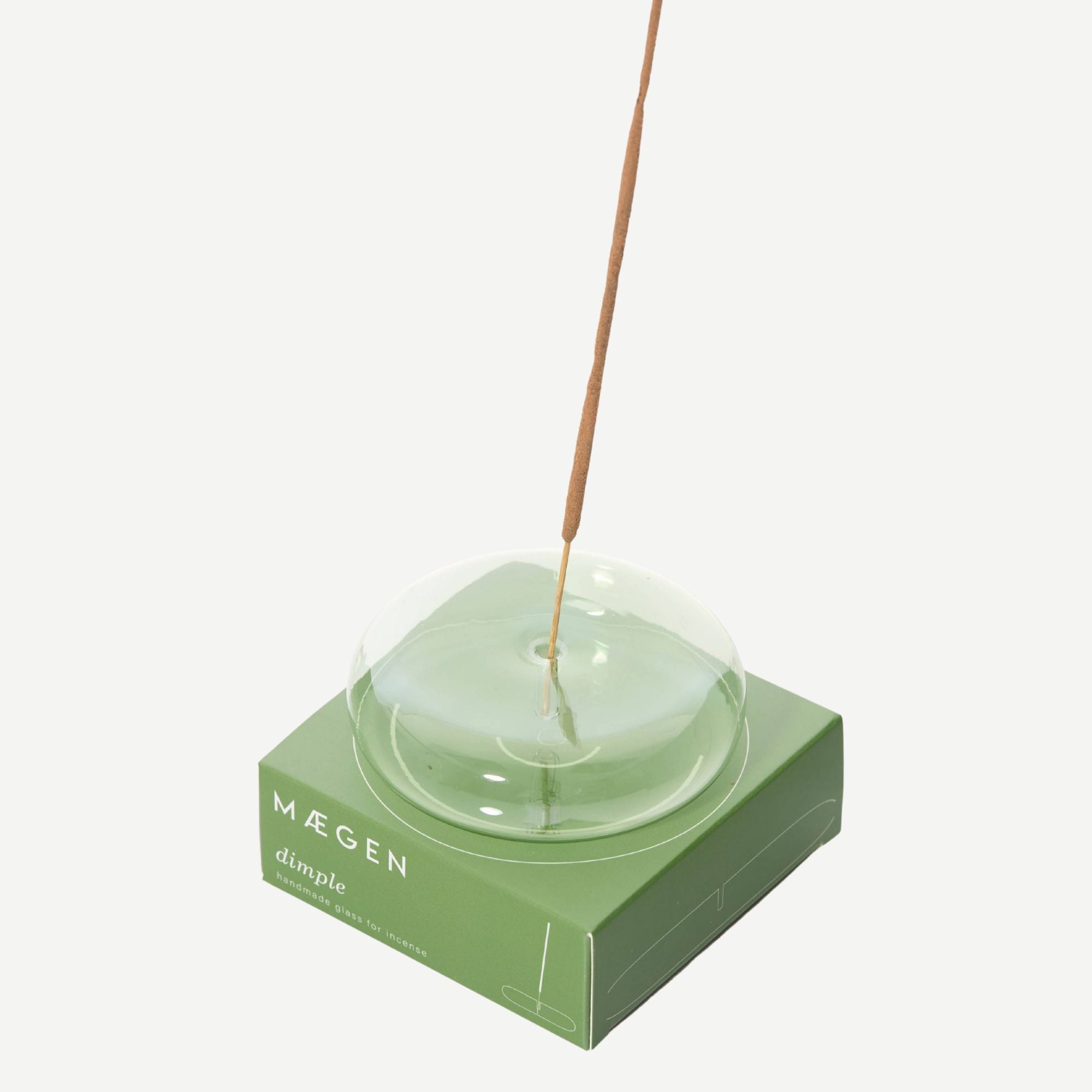 Dimple - Hand Blown Glass Incense Holder Green