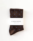 Patterned Sneaker Socks: POLKA DOT - CACAO/BLUE