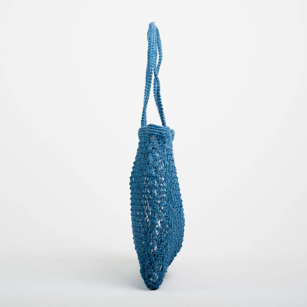 Amara Large Jute Shopper Bag-Navy: Navy