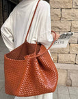Vegan Weaving Tote Bag : Brown