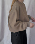 Izzy Sweatshirt Waffle Cotton Taupe