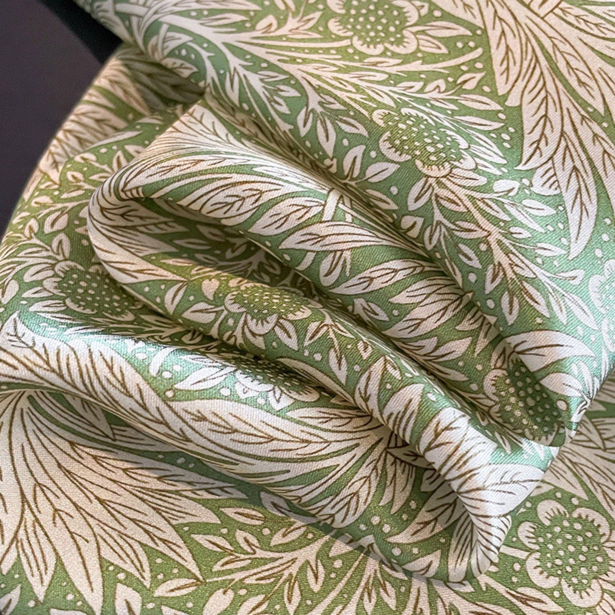 Green Floral Silk Scarf