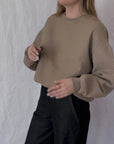 Izzy Sweatshirt Waffle Cotton Taupe