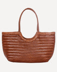 Handwoven U Shape Leather Tote Bag: Brown