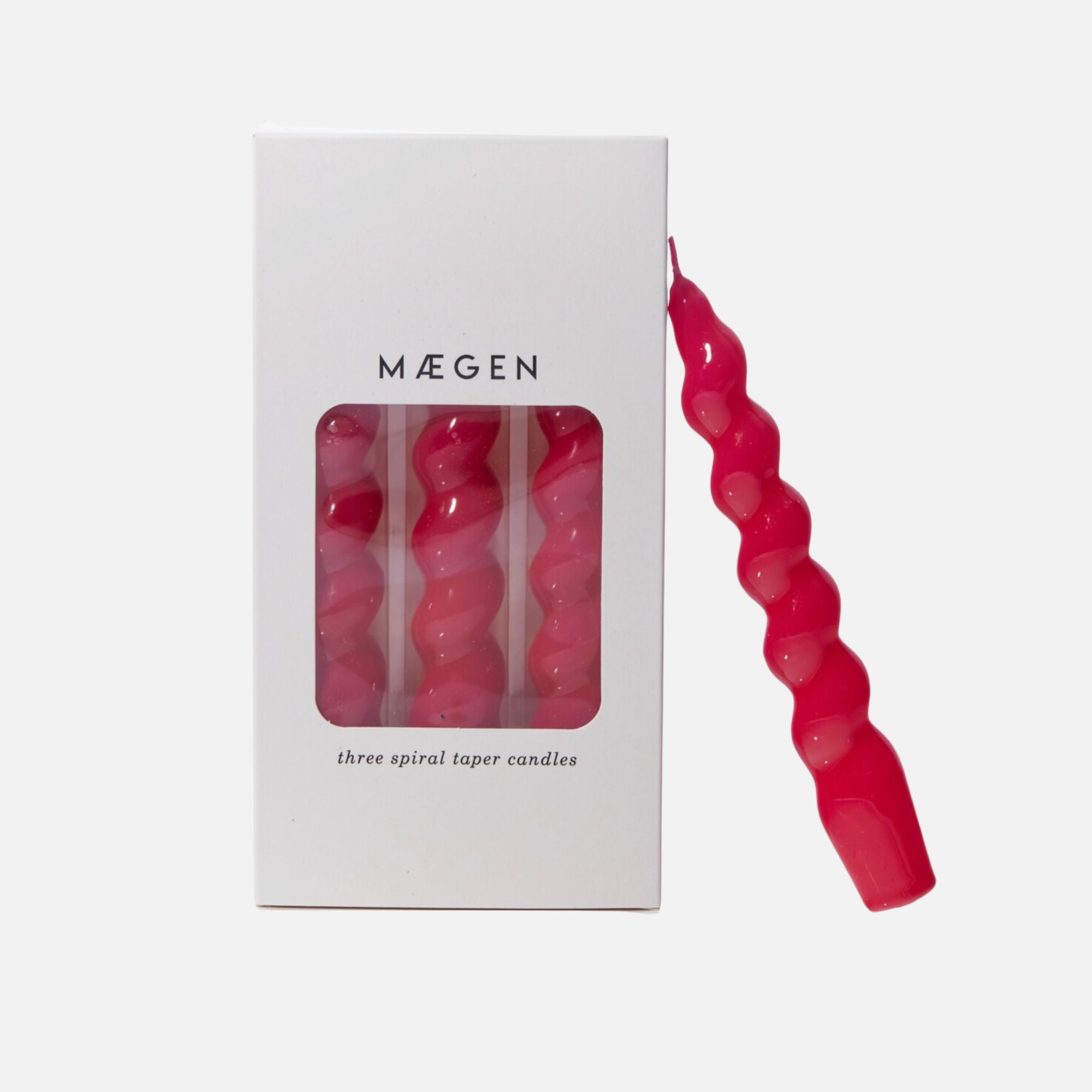 MÆGEN Spiral Taper Candles - 3 Pack - Magenta