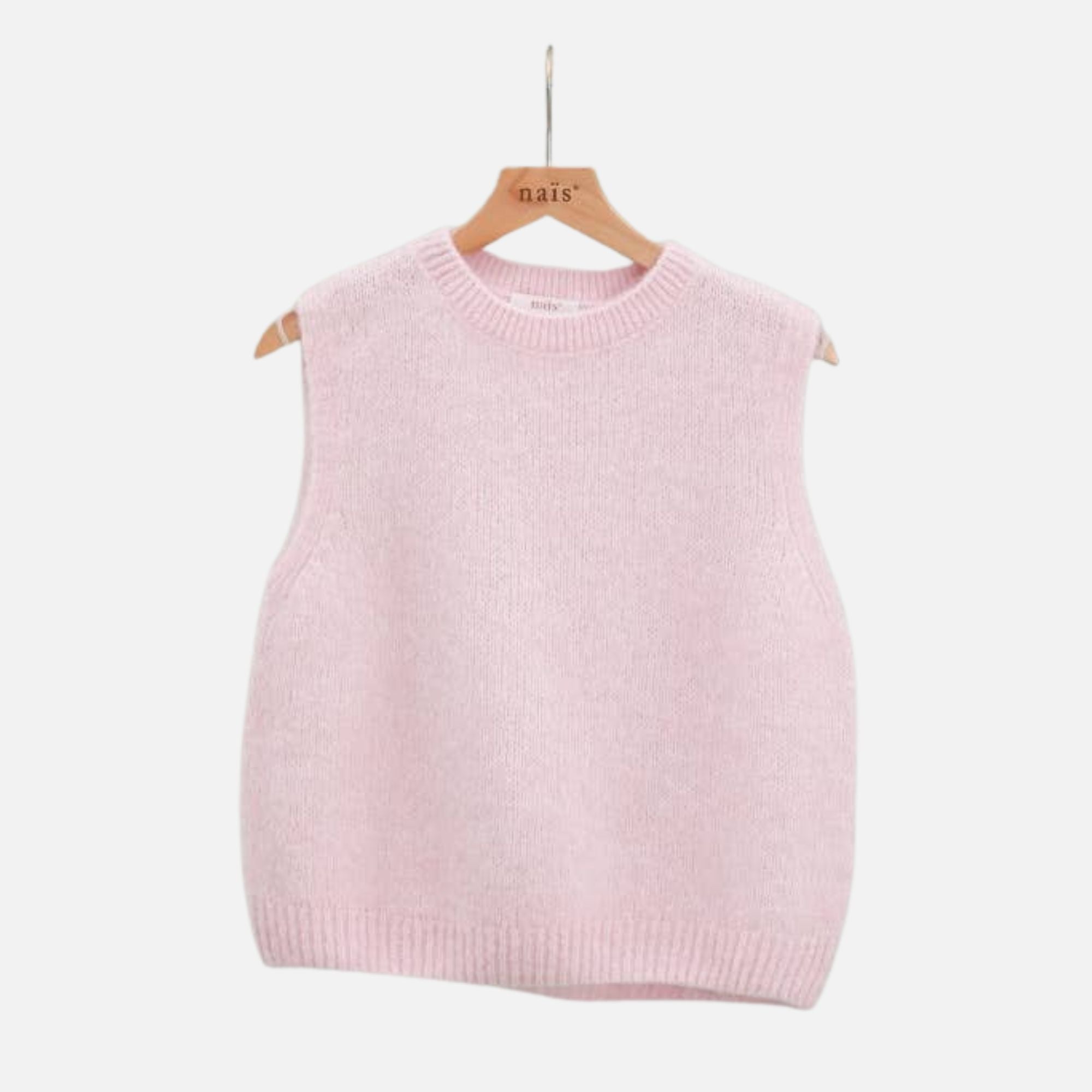Round Neck Vest: Pastel pink / One size