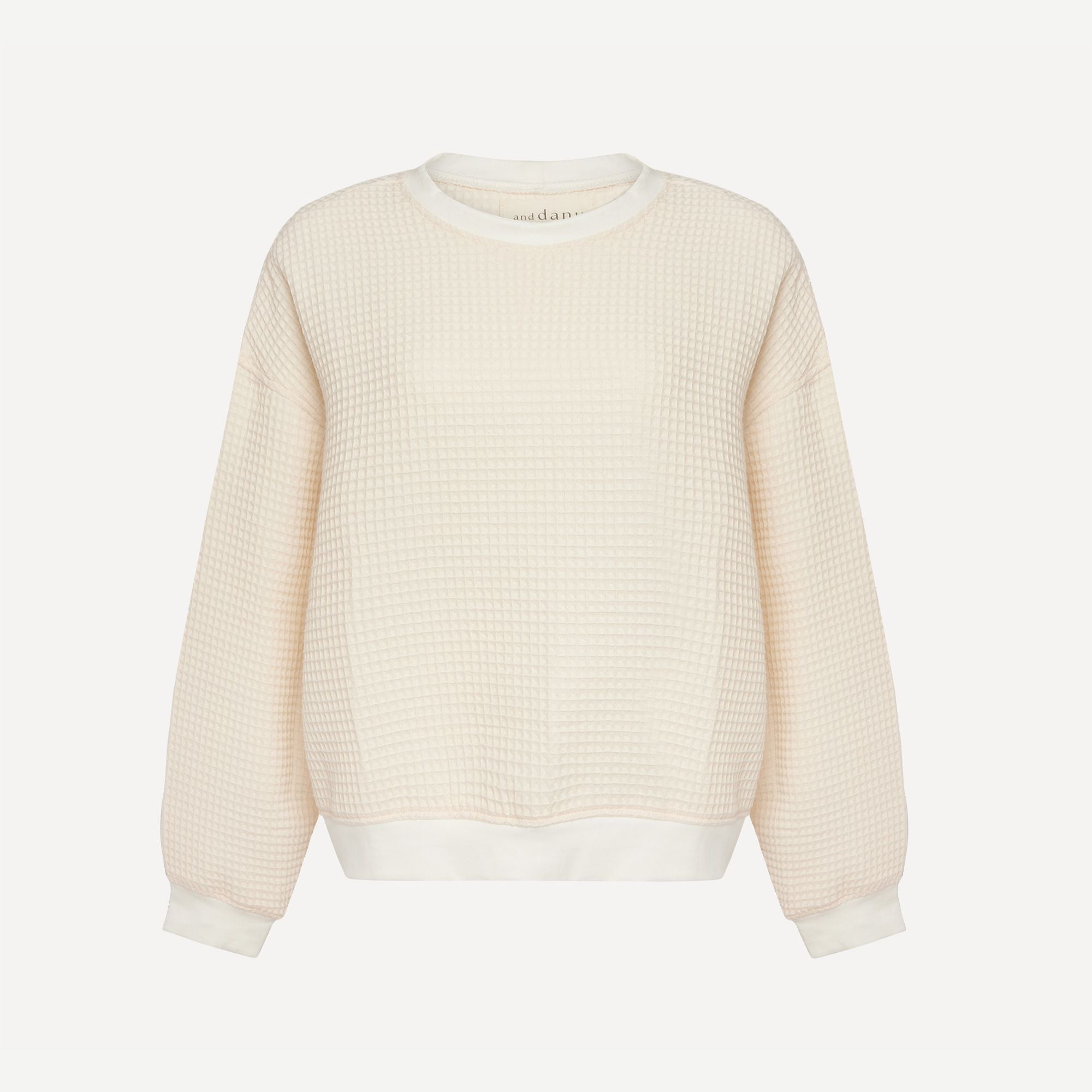 Izzy Sweatshirt Waffle Cotton Blush w/ Contrast Cuffs
