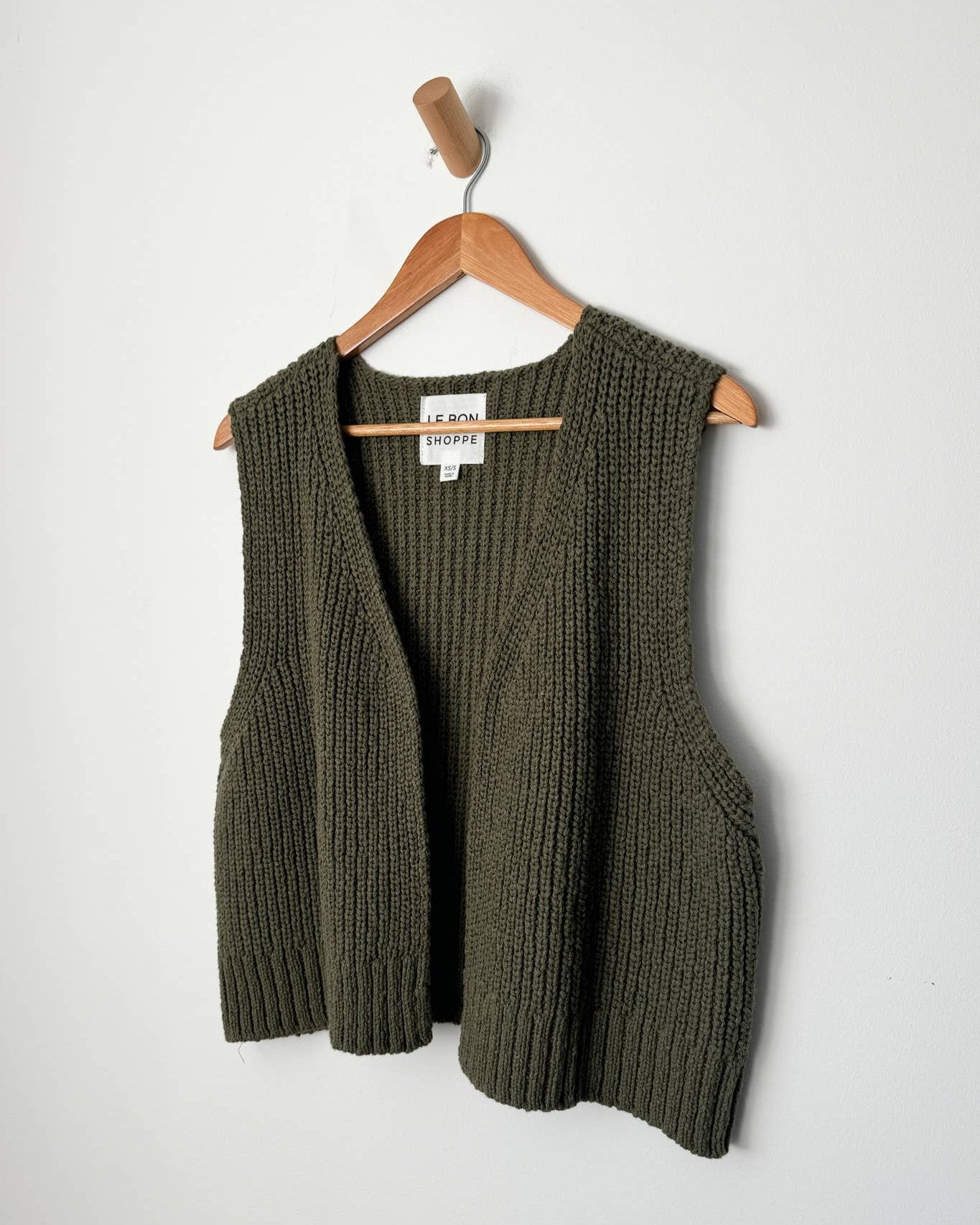 Granny Cotton Sweater Vest Olive Green