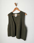Granny Cotton Sweater Vest Olive Green