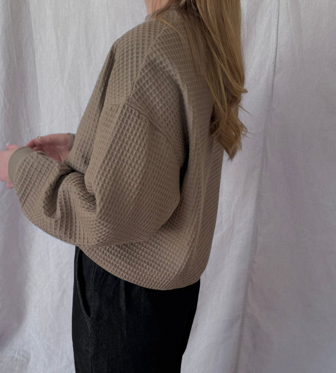 Izzy Sweatshirt Waffle Cotton Taupe