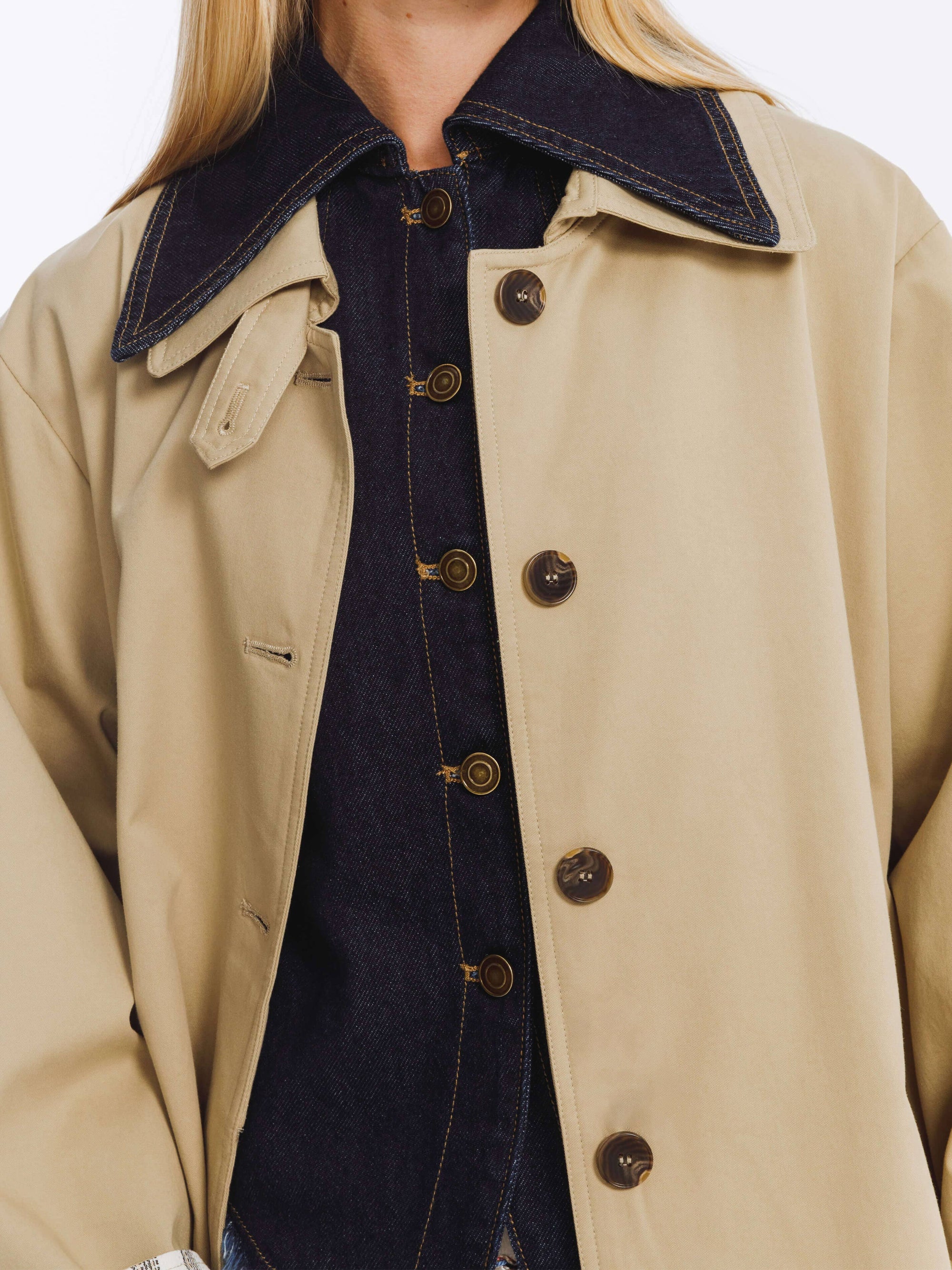 Macintosh Trench Coat with Striped Lining: Tan