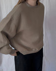 Izzy Sweatshirt Waffle Cotton Taupe