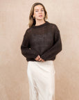 Round Neck Mohair Sweater: Chocolate