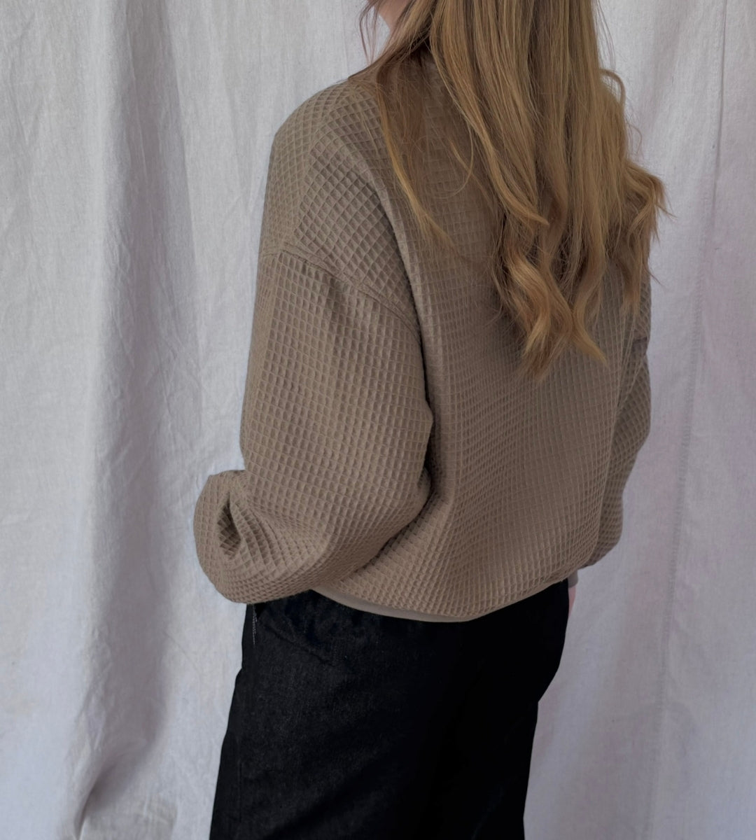 Izzy Sweatshirt Waffle Cotton Taupe