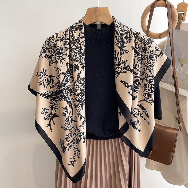 Forest Print Large Satin Scarf