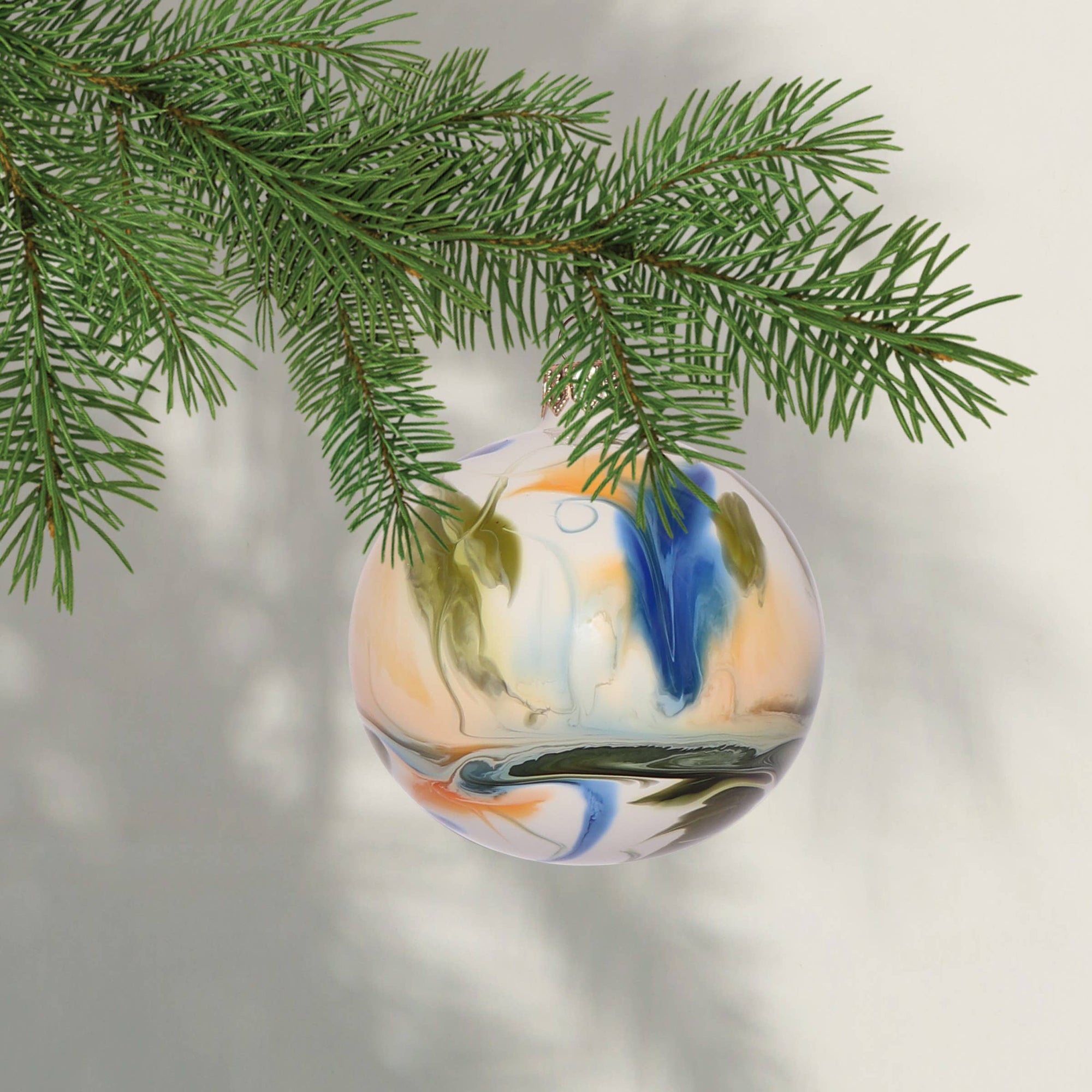 Marble Effect Bauble - Olive, Amber & Cobalt