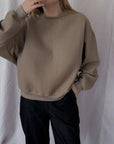 Izzy Sweatshirt Waffle Cotton Taupe