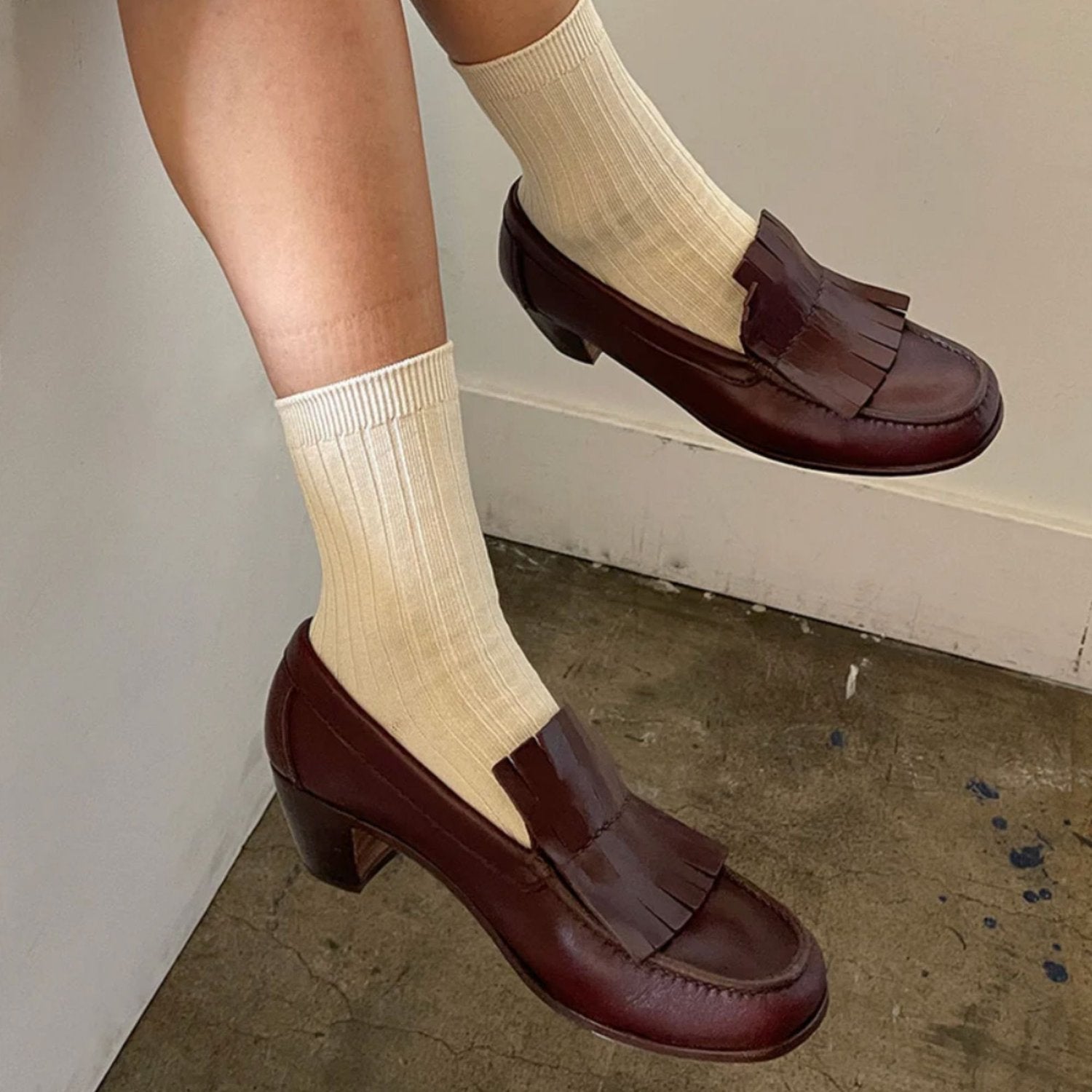 Her Socks Combed Cotton Rib Porcelain