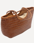 Handwoven U Shape Leather Tote Bag: Brown