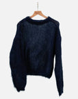 Round Neck Mohair Sweater: Navy Blue