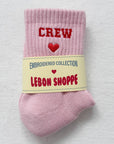Embroidered Crew Socks: Strawberry Milk
