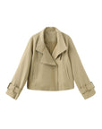 Overlay Cropped Trench Coat: Khaki / UN