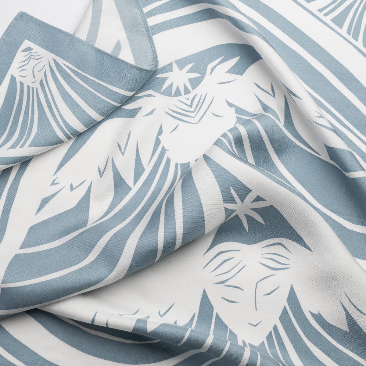 Light Blue and White 100% Silk Goddess Scarf