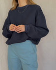 Izzy Sweatshirt Waffle Cotton Navy