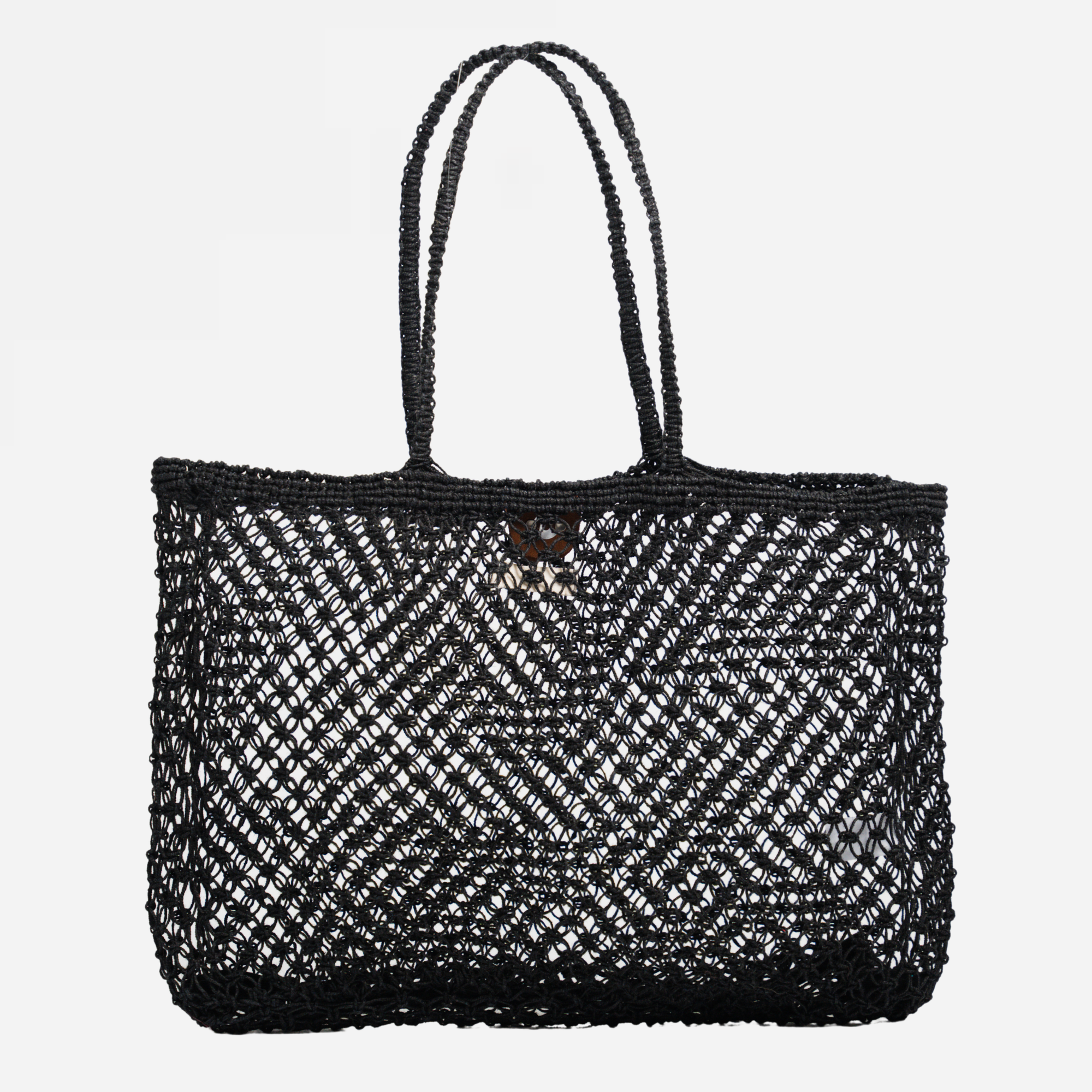 Amara Large Jute Bag- Black: Black