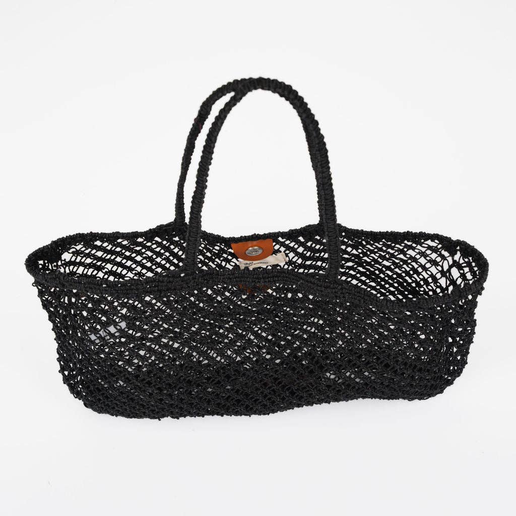 Amara Large Jute Bag- Black: Black