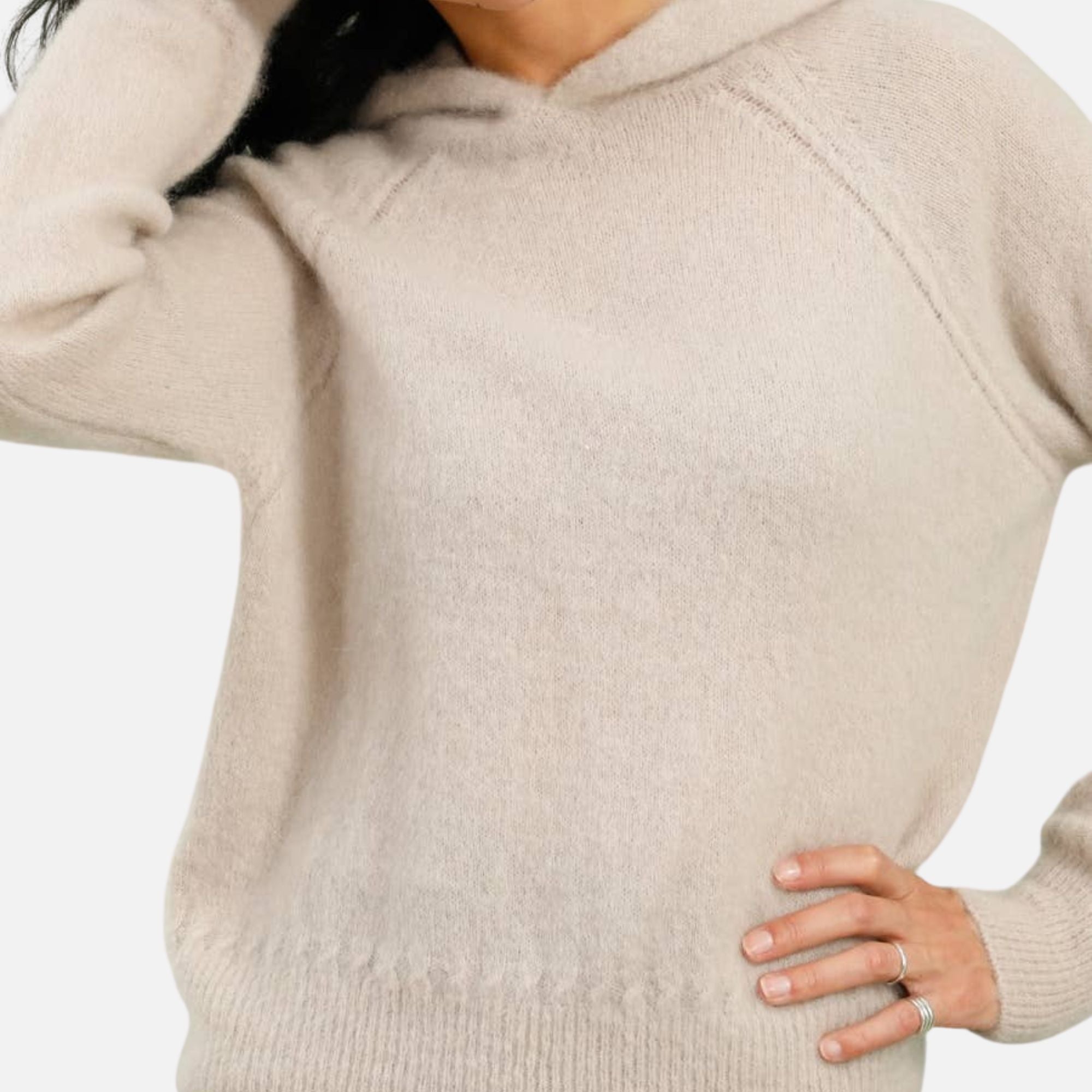Hoodie-style sweater: Beige
