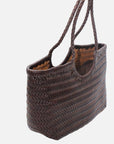 Handwoven U Shape Leather Bag: Chocolate