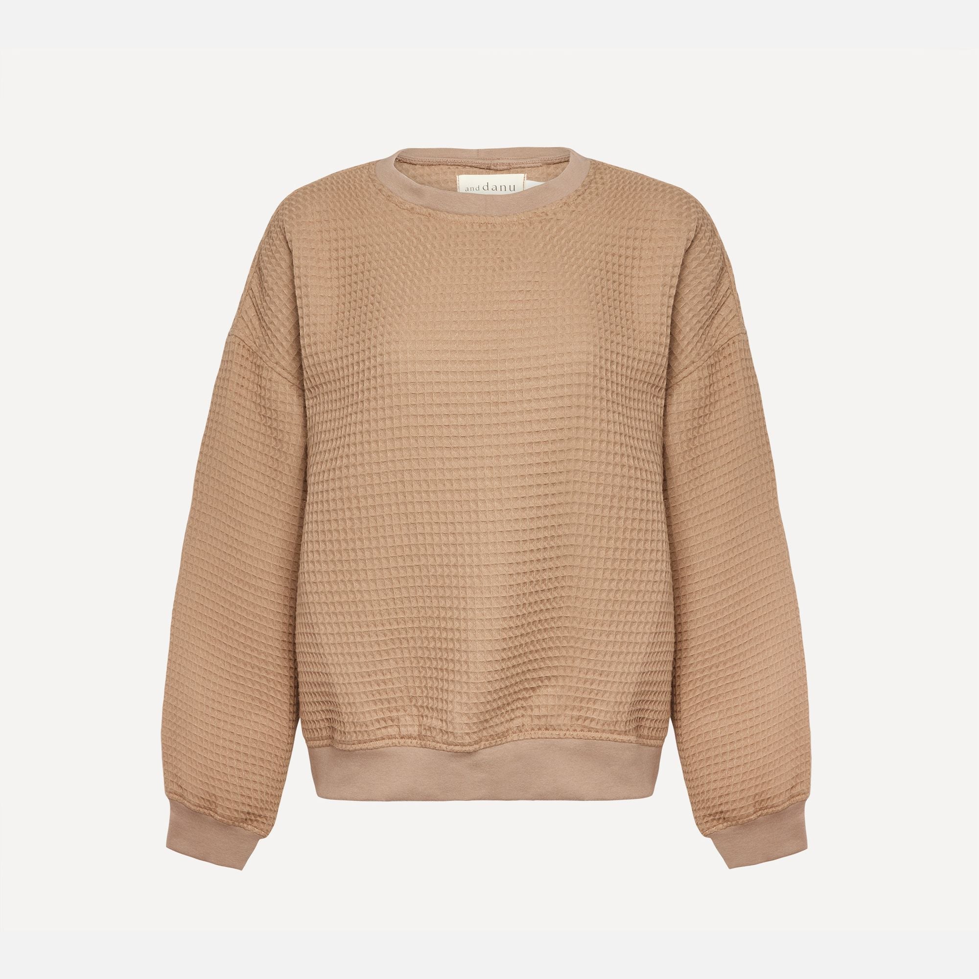 Izzy Sweatshirt Waffle Cotton Taupe