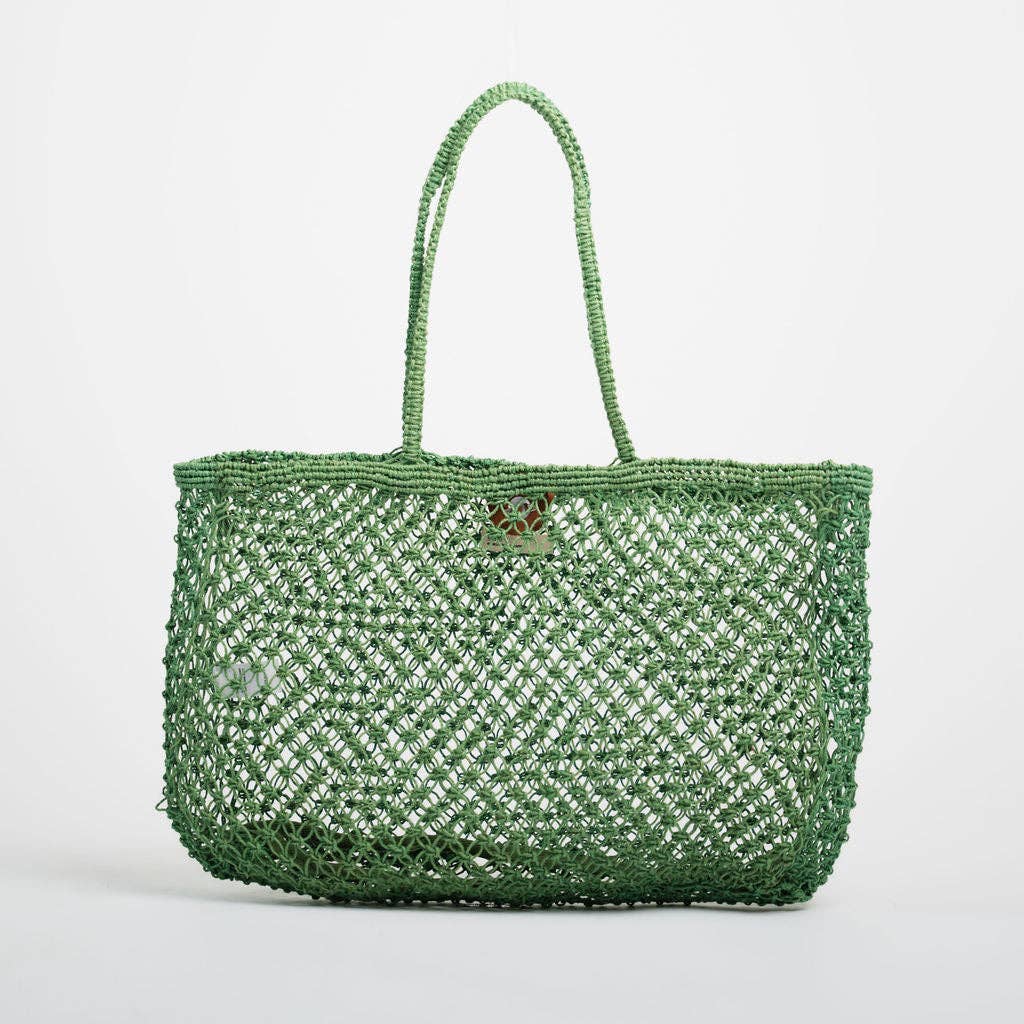 Large Amara Jute Shopper Bag- Green: Green