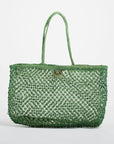 Large Amara Jute Shopper Bag- Green: Green