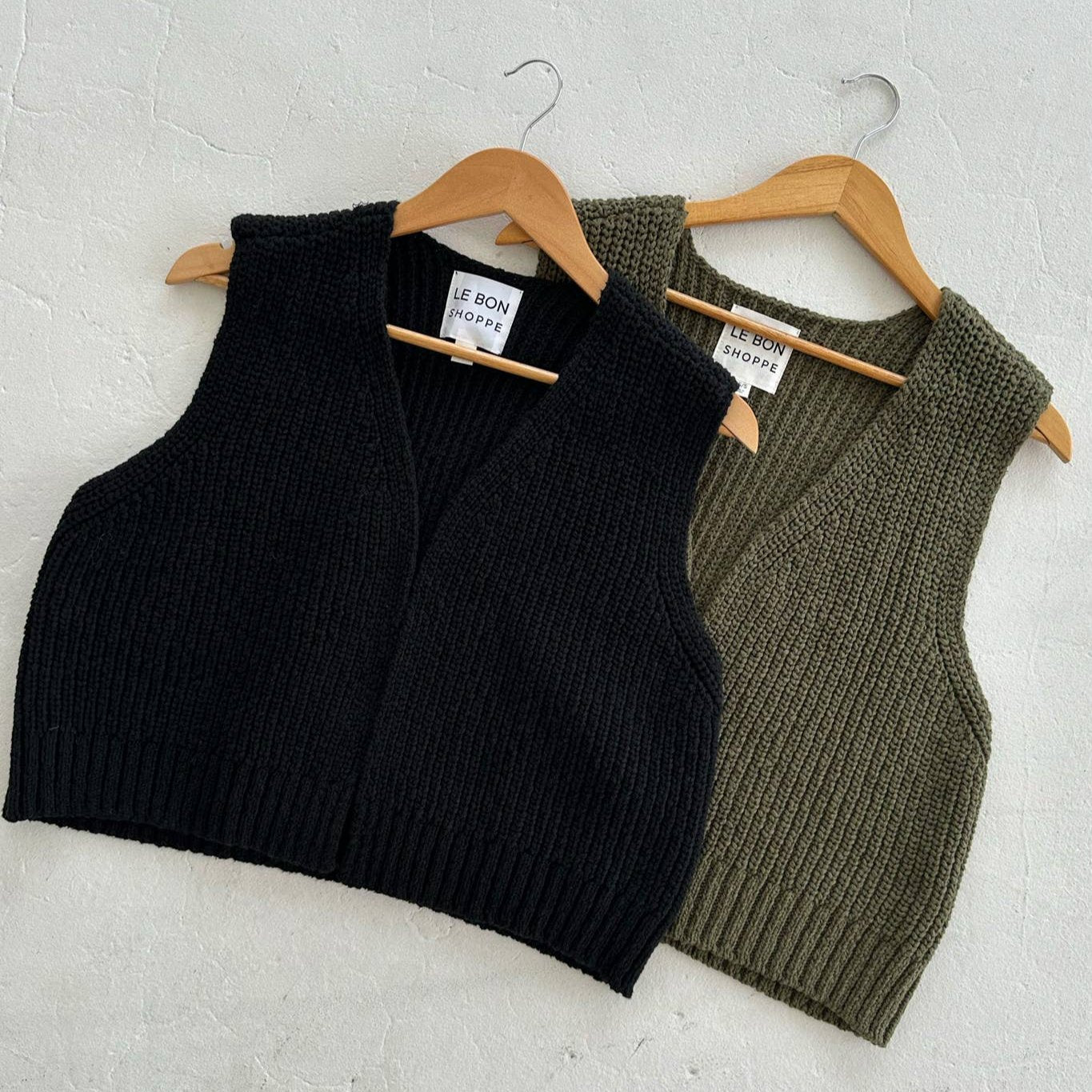 Granny Cotton Sweater Vest Olive Green