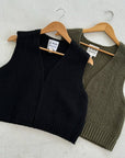 Granny Cotton Sweater Vest Olive Green