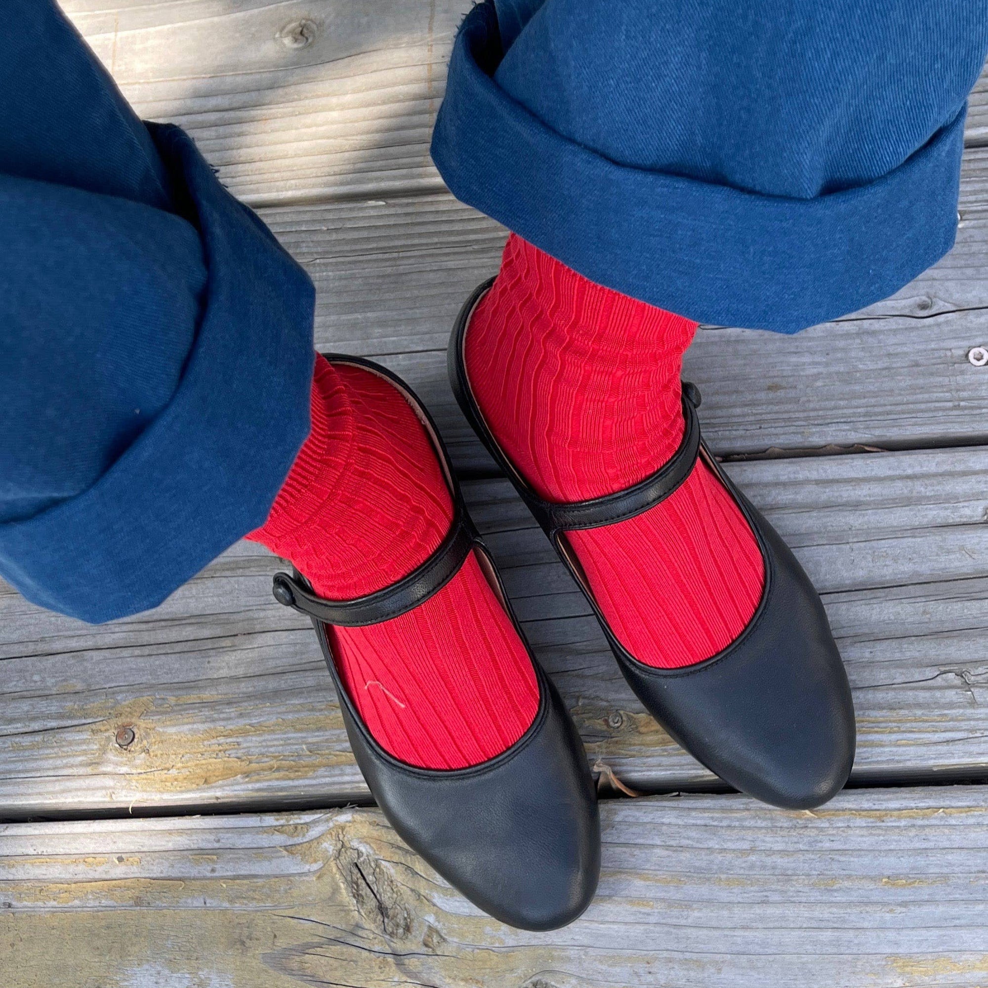 Her Socks Combed Cotton Rib: Classic Red