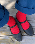 Her Socks Combed Cotton Rib: Classic Red