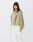 Overlay Cropped Trench Coat: Khaki / UN