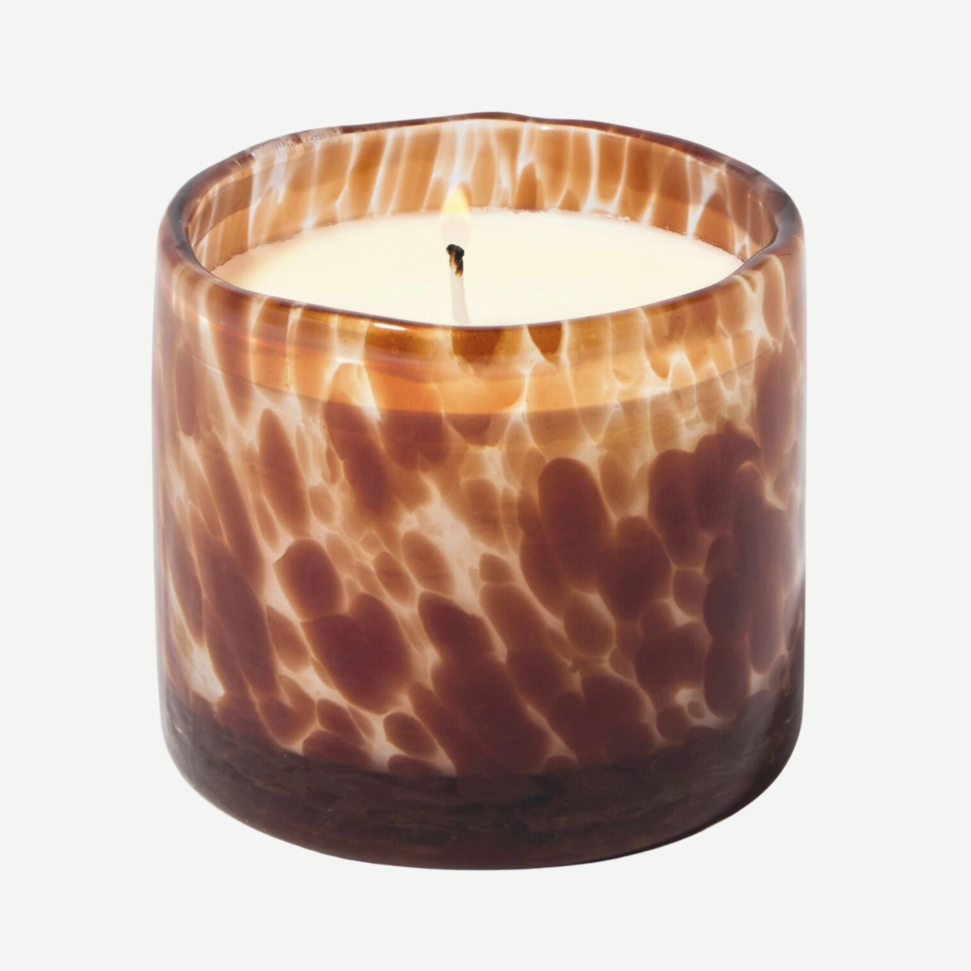 Luxe Hand Blown Amber Bubble Glass Candle Baltic Ember