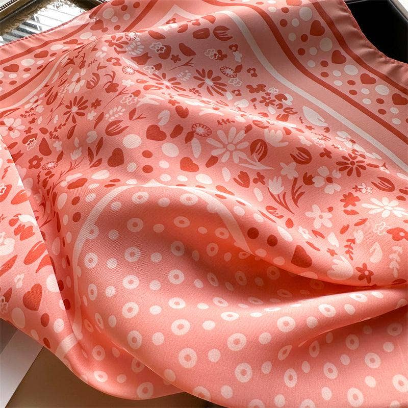 Pink Polka Dots Satin Scarf