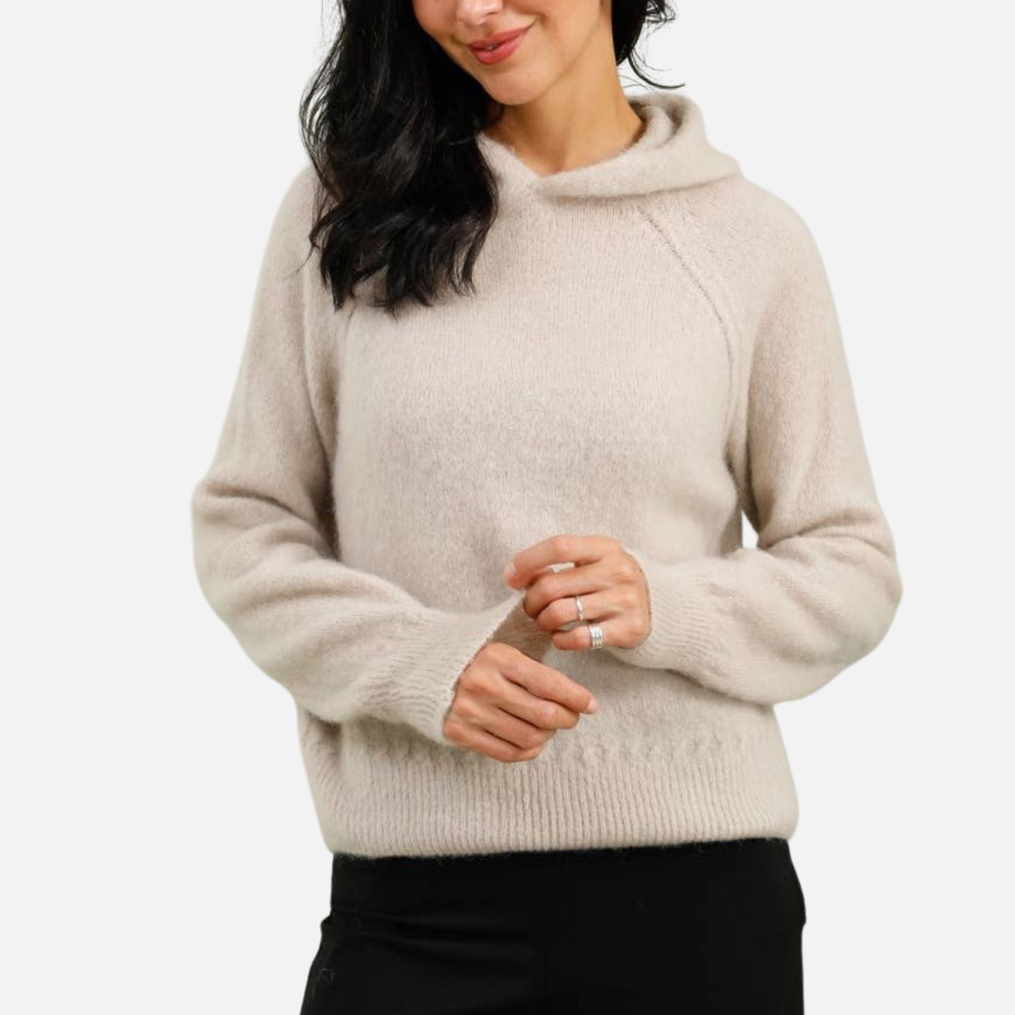 Hoodie-style sweater: Beige