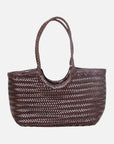 Handwoven U Shape Leather Bag: Chocolate