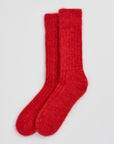 Postbox Red Ultra Soft Alpaca Ribbed Bed Socks: Postbox Red
