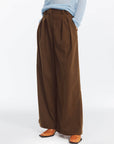 Wide Leg Double Pleated Trousers: Coffee
