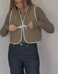 Gilet/Waistcoat Reversible - Brown/Floral